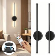 Wireless Rechargeable Linear LED Wall Sconces, Battery Operated Wall Light w/ Remote & Touch Control, 3 Color Temperature Stepless Dimmable Magnetic Detachable Wall Mount Lamp for Bedroom Living Room