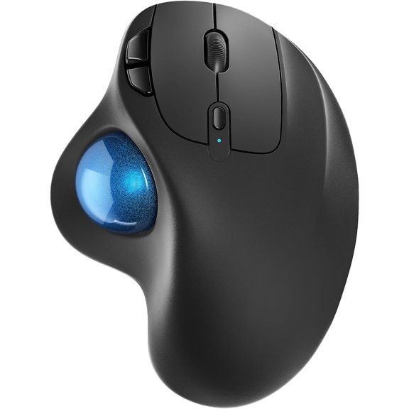 Wireless Rechargeable Trackball Mouse with Ergonomic Thumb Control, Precise Smooth Tracking for PC, Laptop, Mac and Windows, 3-Device Bluetooth or USB Connectivity.