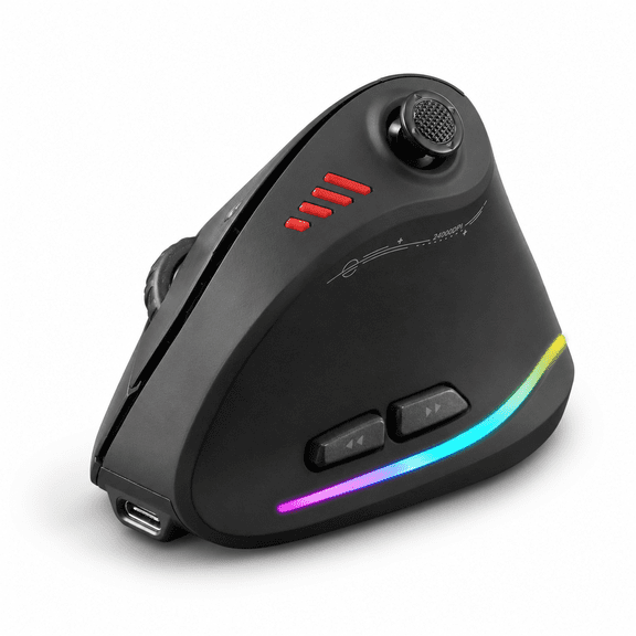 Wireless Rechargeable Vertical Gaming Mouse With Joystick, RGB, Dual Mode BT+2.4G