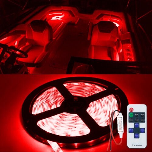 Wireless Red LED Strip Kit For Boat Marine Deck Interior Lighting 16 FT