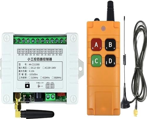 Wireless Remote Control 4CH Relay Module, AC110-220V RF Switch Receiver ...