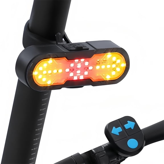 Wireless Remote Control Bike Turn Signal Tail Light, USB Rechargeable LED Safety Light with Horn for Bicycles, Smart Bike Tail Light with Turn Signal for Night Riding