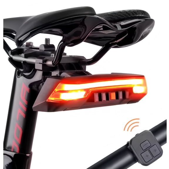 Wireless Remote Control Cycling Tail Light with Smart Brake Sensor, Auto Sensing Rear Lamp for Bike Safety, Fast Mount Turn Signal Light