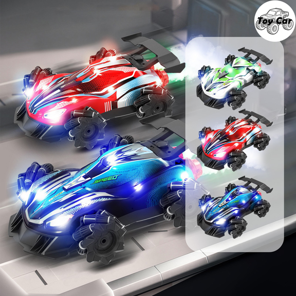 Wireless Remote Control Drift Racing Car, Rechargeable Off-Road Toy Sports Car with Dual Spray, Colorful LED Lights & Dynamic Music, Electric RC Vehicle, Birthday Holiday Gift for Boys Girls Ages 6+