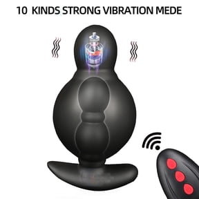 Wireless Remote Control Inflatable Anal Expansion Prostate Massager 10 Modes Vibrating Dildo Wireless Remote Control Butt Plug Sex Toys for Men Women
