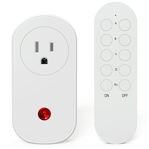 Wireless Remote Control Outdoor Socket with Switch, 130ft Range, 1800W/15A, 1 Surnice Outlet+ 1 Remote