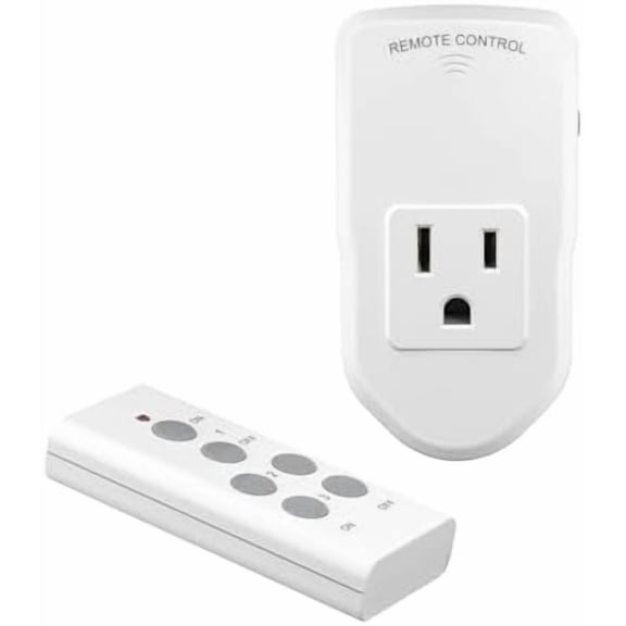 Wireless Remote Control Outlet Electrical Switch for Lights, Fans, Christmas Lights, Small Appliance, 100ft Long Range White 10A/1200W, 1 Remote + 1 Outlet, ETL & FCC Certified