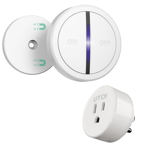 Wireless Remote Control Outlet Plug, 15A Remote Outlet Switch, 656ft Long Range Wireless Light Switch, Remote Control for Indoor Lights, Household Appliances, Garbage Disposal, Pre-paired, White