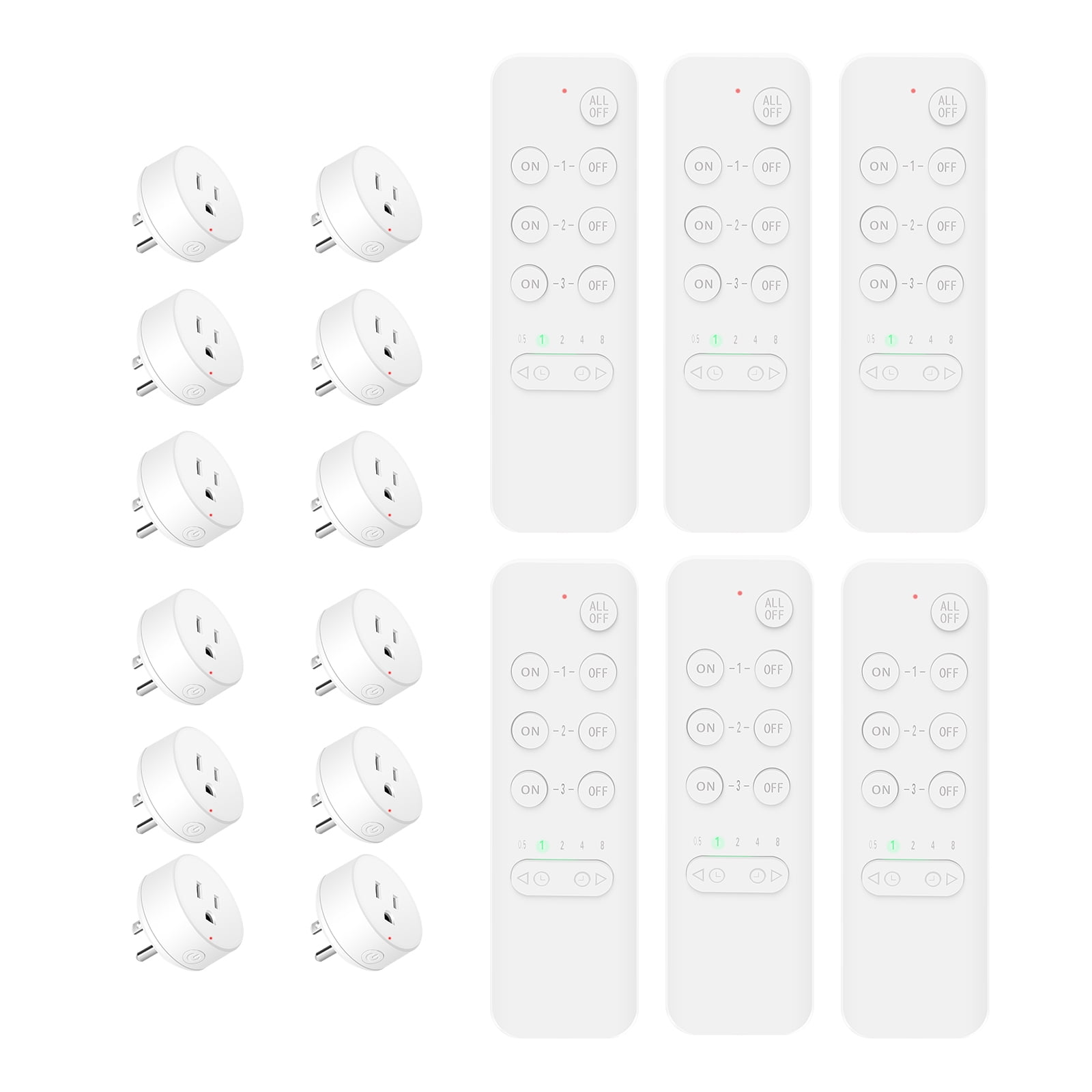 Wireless Remote Control Outlet Switch Power Plug, NineLeaf Remote Control Outlet Wireless Light Switch, Remote Control Outlet Plug for Lamp and Household Appliance 15A/1500W, 500FT (6Remotes,12Plugs)