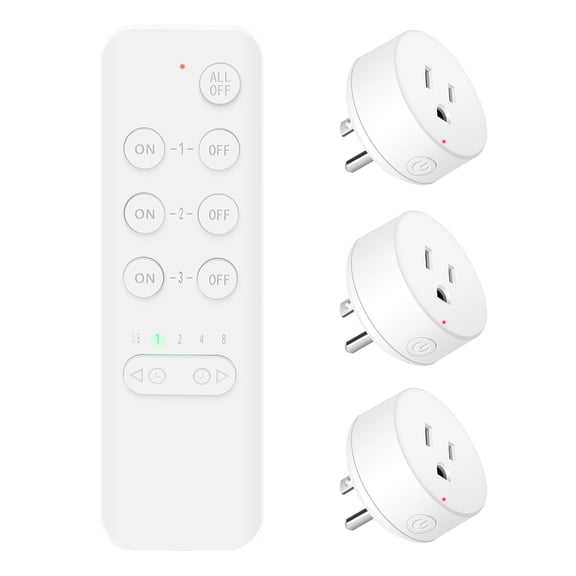 Wireless Remote Control Outlet Switch Power Plug, NineLeaf Remote Control Outlet Wireless Light Switch, Remote Control Outlet Plug for Lamp and Household Appliance 15A/1500W, 500FT (1Remotes,3Plugs)