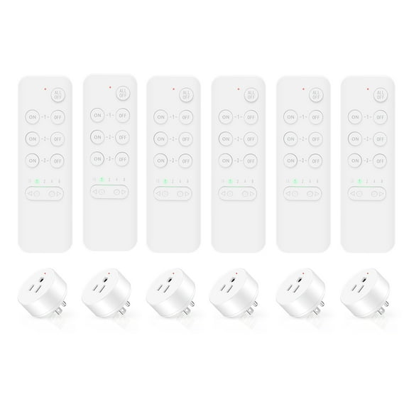 Wireless Remote Control Outlet Switch Power Plug, NineLeaf Remote Control Outlet Wireless Light Switch, Remote Control Outlet Plug for Lamp and Household Appliance 15A/1500W, 500FT (6Remotes,6Plugs)
