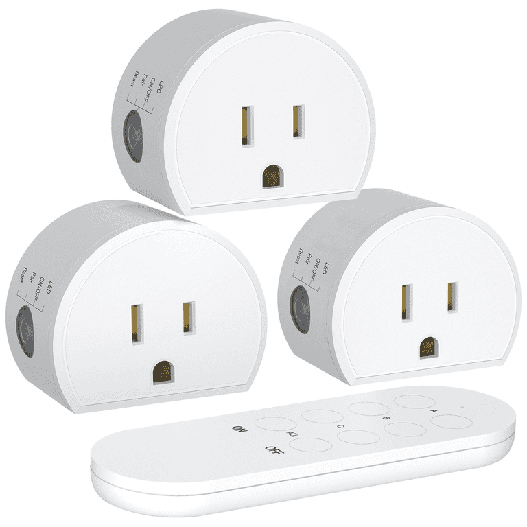 Wireless Remote Control Plugs, 40m/130ft Range for Lights, Appliances,  10A/1200W, 3 Surnice Outlets + 1 Remote