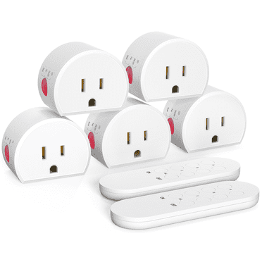 Wireless Remote Control Surnice Outlets, 40m/130ft Plug, 10A/1200W, 5 Sockets + 2 Remotes