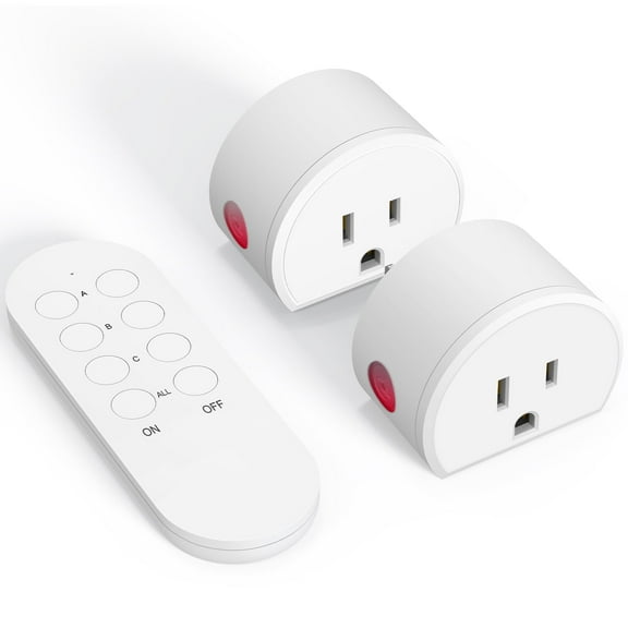 Wireless Remote Control Surnice Outlets, 40m/130ft Range for Lights, Appliances, 2 Outlets and 1 Remote