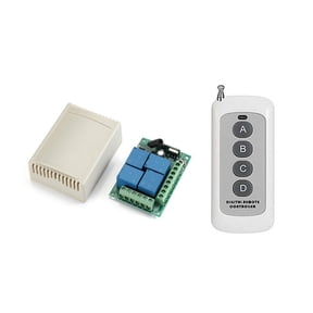 Wireless Remote Control Switch with 4 Channel 433Mhz Garage Remote Control,1 * RC 1 * Receiver,White