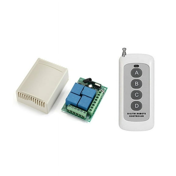 Wireless Remote Control Switch with 4 Channel 433Mhz Garage Remote Control,1 * RC 1 * Receiver,White