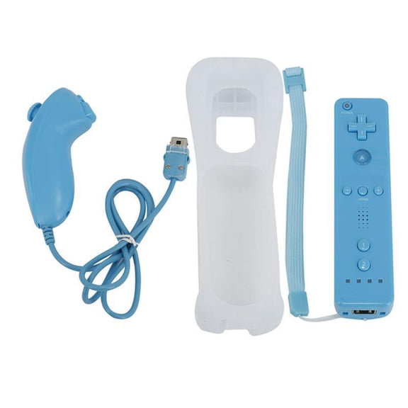 Wireless Remote Controller with Built-in Motion Plus Shock Speaker, Third Party Bluetooth Game Remote with Nunchuck Compatible for Wii Wii U Console, Ergonomic Grip with Silicone Case Wrist Strap