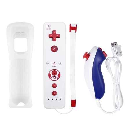 Wireless Remote Controller and Nunchuck Controller Combo Set for Nintendo Wii Game with Strap