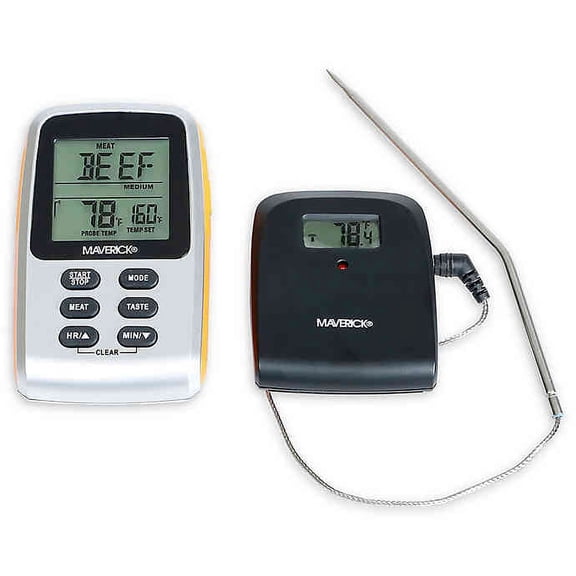 Maverick Wireless Remote Meat Thermometer, 300 ft Range, Color-Changing LCD, 9 Presets, 662F Probe, Timer & Alerts for Grill, Smoker, Oven