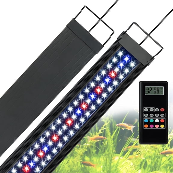 Wireless Remote Full Spectrum Aquarium LED Light Strip - Ultra-Thin Design with Timer & RGB Modes for Fish Tank Plants (24-30)