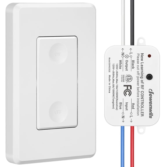 Wireless Remote Light Switch, Expandable Wireless Wall Switch Kit, No Wiring, No WiFi, 100 Ft RF Range, Programmable, Remote Control for Lamps, Ceiling Lights, Fans