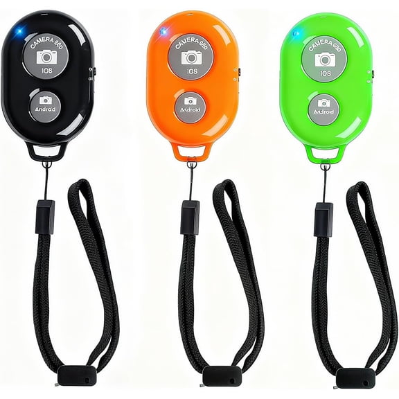 Wireless Remote Shutter for Cellphones and Tablets (3 Pack), AOQIYUE Bluetooth Remote for iPhone/Android Camera Control, Selfie Clicker for Photos and Videos - Wrist Strap Included