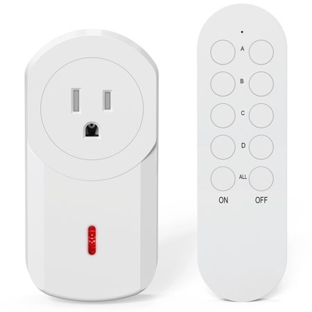 Wireless Remote Smart Control Outlet, 40m/130ft Range & 15A/120V/1800W, 1 Surnice Socket + 1 Remote