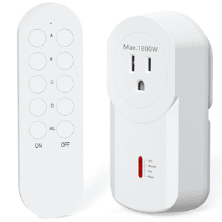 Fosmon Wireless Remote Control Electrical Outlet Switch- ETL Listed, (15A,  125V 1875W) Wireless Outlet Plug with Wall Switch & Braille (On/Off) Mark  for Lights, Household Appliances, Expandable 