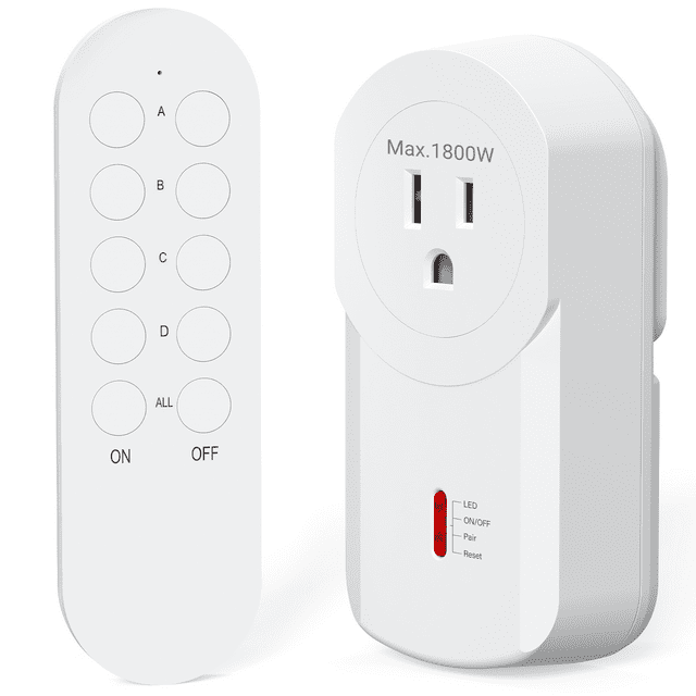 Wireless Remote Smart Control Outlet, 40m/130ft Range & 15A/120V/1800W