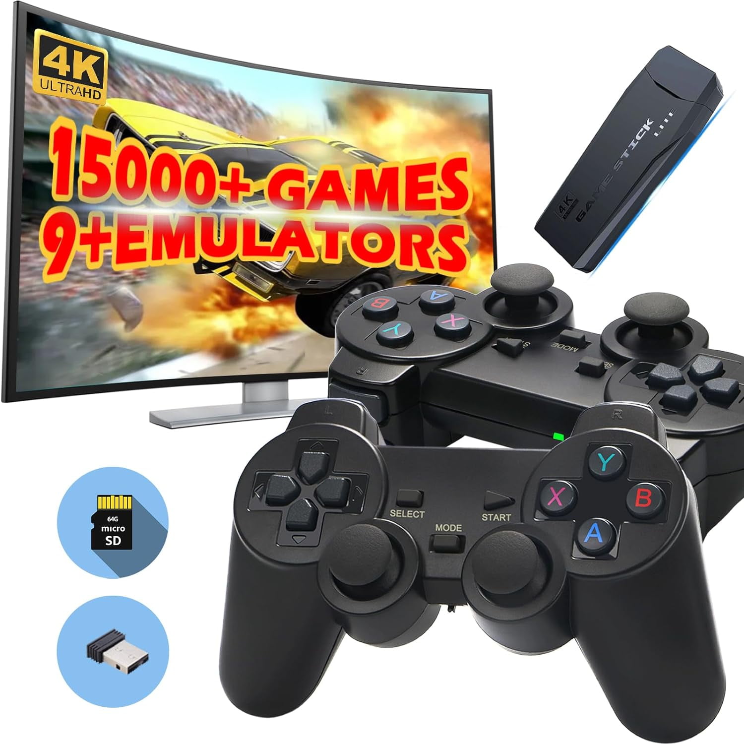 Wireless Retro Game Console with 15000+ Games, Plug & Play Video Game ...