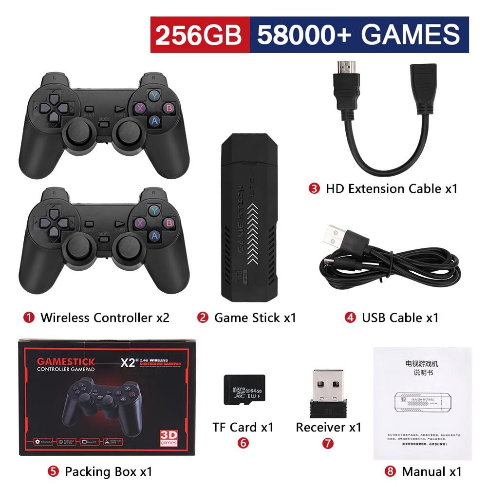 Wireless Retro Game Console, 64G Game Stick Built in 40,000 Games, 40+  Emulators, Dual Wireless Controllers, Plug & Play Video Game Consoles, 4K  HDMI Nostalgia Stick Game for TV - Walmart.com