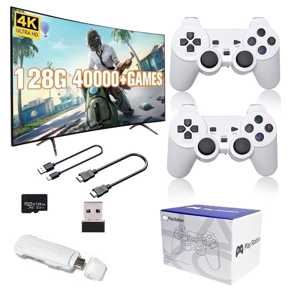 G JGOO Wireless Retro Game Console Stick 4K Retro Game Stick with Built-in 50 Emulators, 40,000 Games, 4k Output and 2.4GHz Wireless Controller, Retro Game Emulator, Plug and Play TV Video Games