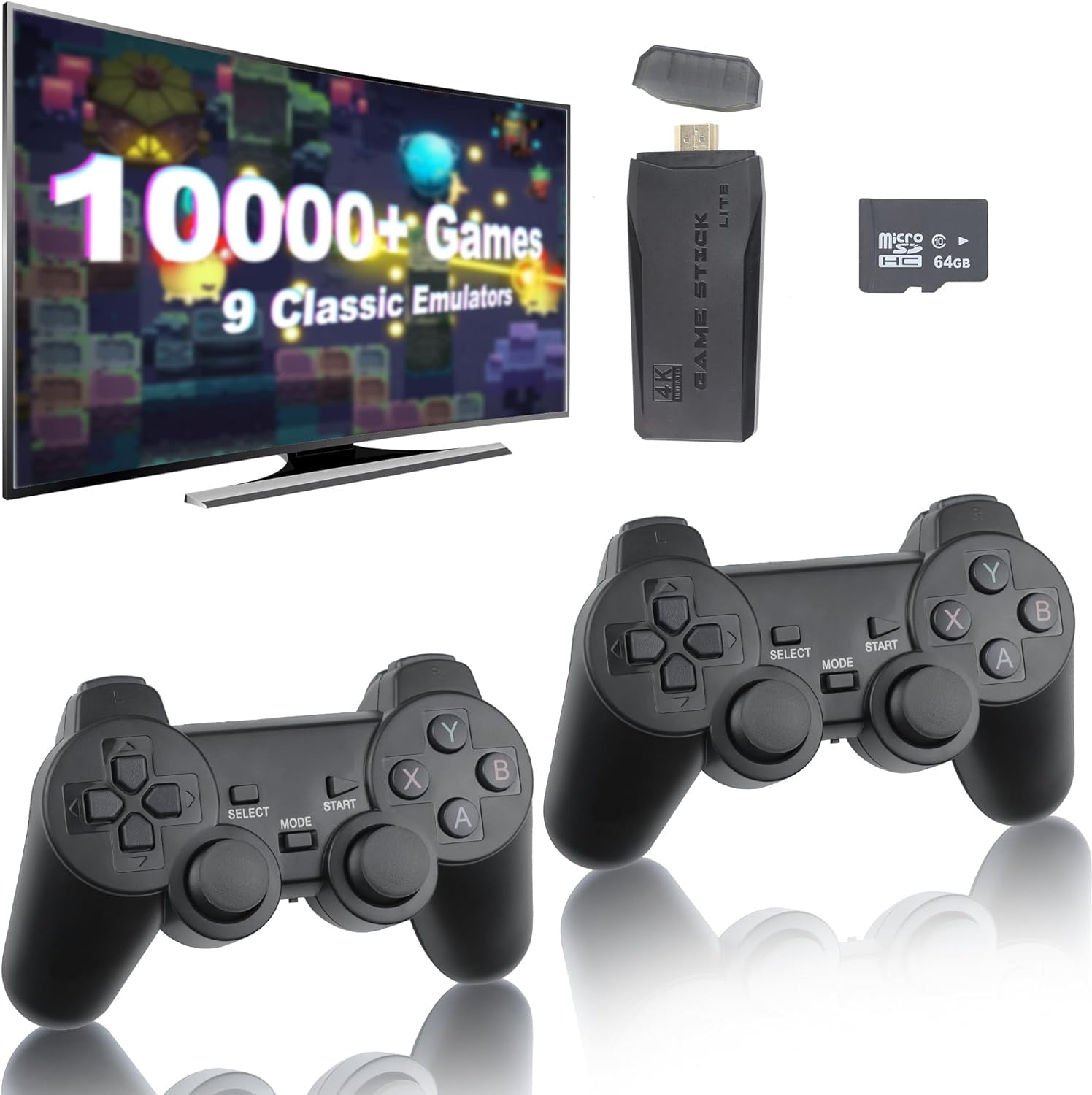 Wireless Retro Game Console, Retro Game Stick, Nostalgia Stick Game, 10,000+ Games & 9 Emulators