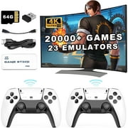 Wireless Retro Game Stick with 2.4G Wireless Controllers- 20000+ Games, HD Output System Built in 23 Emulators Plug and Play Video Game Consoles 64GB TF Card for Gamers of All Ages