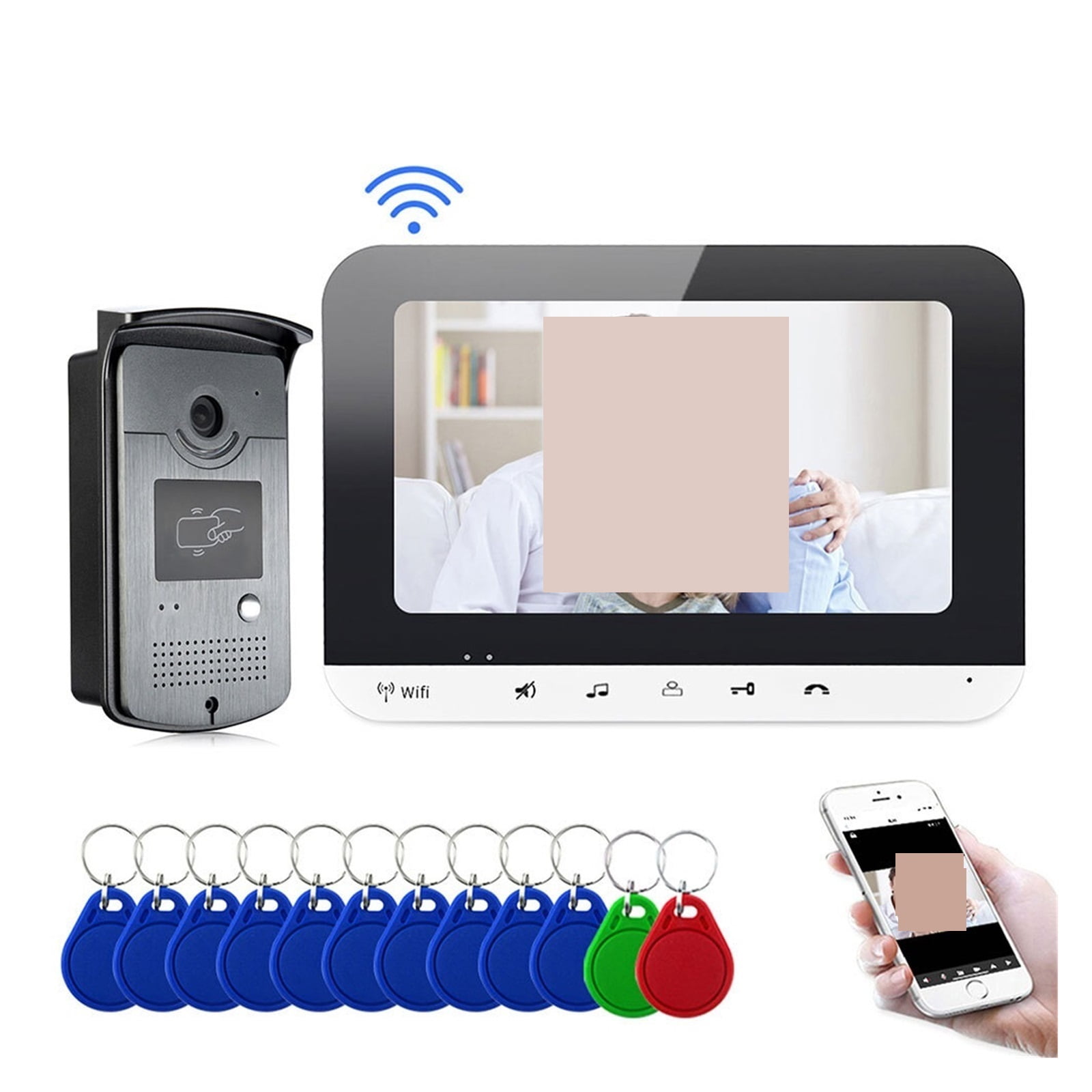 Wireless Ring Doorbell, Wired Inch Screen Video Door Phone