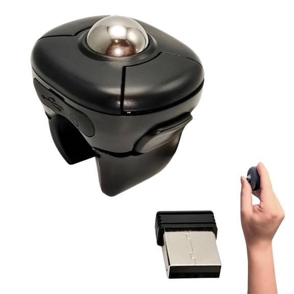 Wireless Ring Mouse, Bluetooth Air Finger Trackball Remote with Scrolling and Click Controls for Tablets and Phones, Video Streaming, Photography and Music Control, Standard