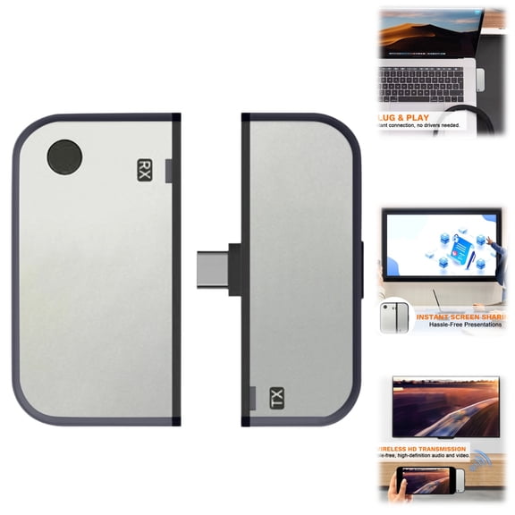 Wireless Screen Mirroring Device 50m Range, PC to TV High-Definition Display Adapter