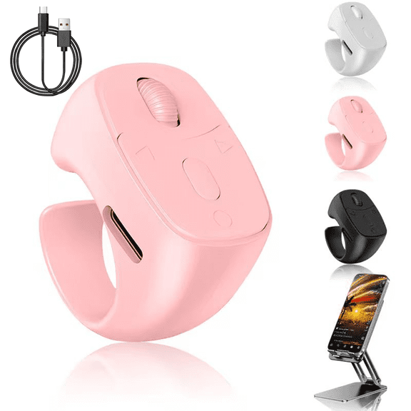 Wireless Scrolling Ring Remote for TikTok YouTube Shorts, Phone Camera Controller with Charging Case, Hands-Free Video Remote for iPhone Android