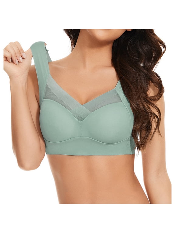 Wireless Seamless Bra for Women qinhaie No Underwire Comfortable Supportive Seamless Push Up T-Shirt Bra, Full Coverage Deep V Everyday Support Bra Green Bra