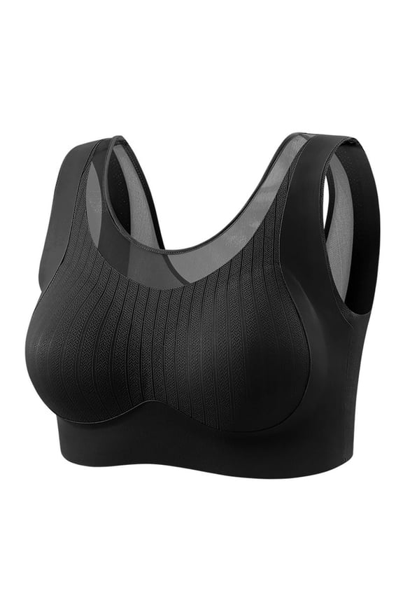 Wireless Seamless Bra for Women Everyday Comfort T-Shirt Bra Lightly Padded Wide Strap Lounge Sleep Bra in Black,Size 40