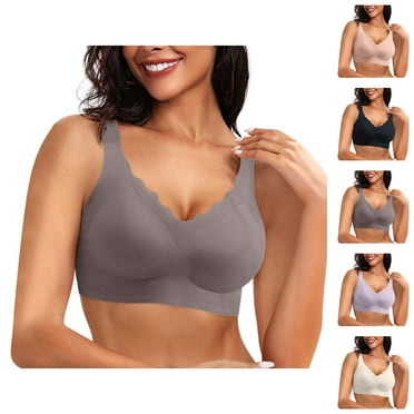 Wireless Seamless Bras for Women Wave Trim Plus Size Lightweight Full Coverage Push Up Bralettes Everyday Bra