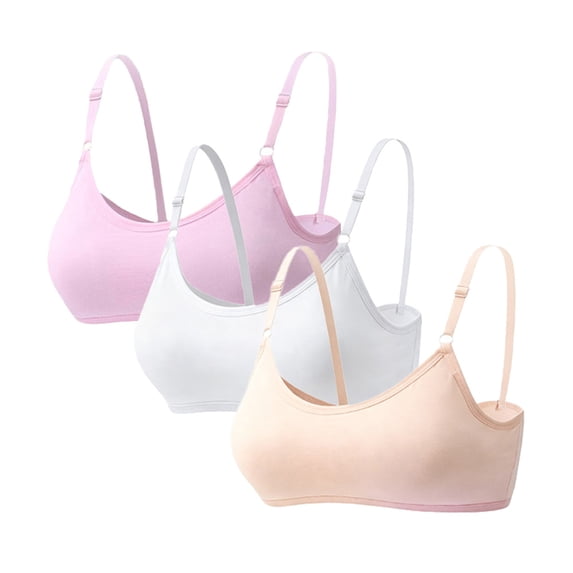 Wireless Seamless Girls Training Bras Padded Elastic Breathable Cami Pull-On Design Starter Sports Bra for 10-16 Y