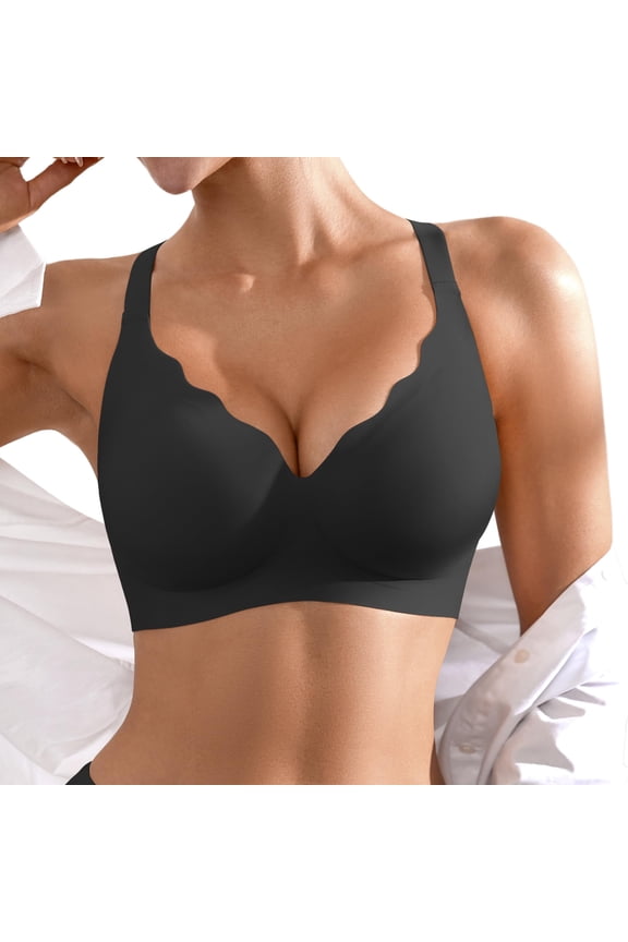 Wireless Seamless Jelly Bra for Women with Support - No Underwire Full Coverage Push Up Bras for Women - Support T-Shirt Bra