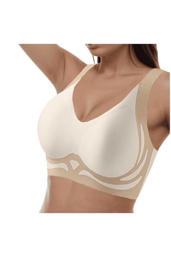 Wireless Seamless Minimizer Bra Wide Adjustable Straps Anti-Sagging Lift Side-Smoothing No-Underwire Comfort Full-Coverage Support T-Shirt Bralette for Small Chest