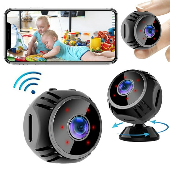 Wireless Security Camera, 1080P Mini Wifi Camera for Home, 360° Panoramic View, Motion Detection Alert, 2-In-1 Indoor Camera with Night Vision, Stay Connected Anywhere