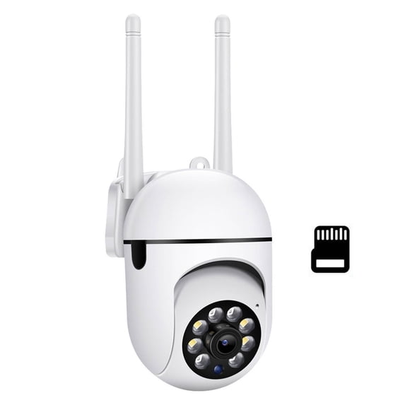 Wireless Security Camera, 2.4Ghz Wifi Outdoor Camera, 1080P Ptz Dome Home Surveillance with Motion Detection, 2-Way Talk, Full-Color Night Vision, 8G Sd Card Included