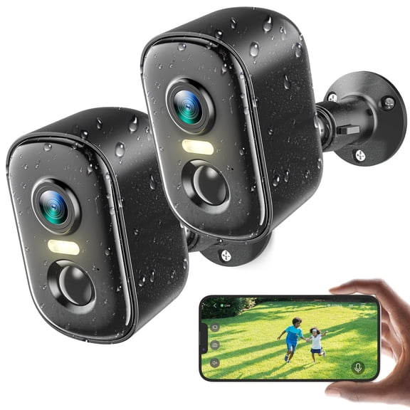 Wireless Security Camera, 2K Outdoor Battery-Powered Wifi Camera with Color Night Vision, PIR Motion Detection, 2-Way Audio, Vicohome APP, 2 Pack