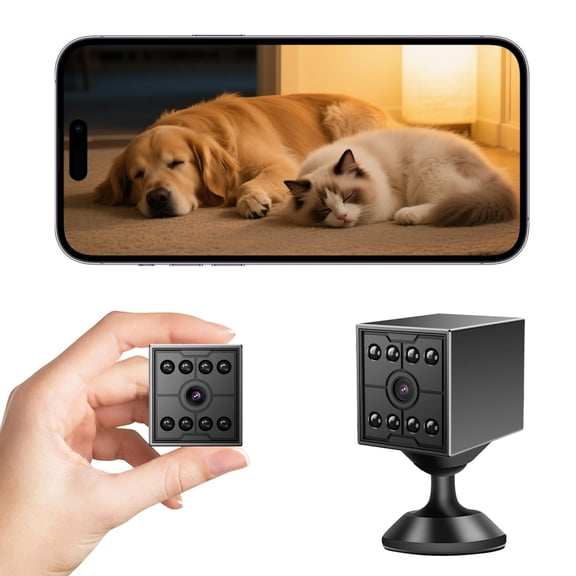 Wireless Security Camera, Battery Powered 1080P Indoor Camera with Motion Detection Alert, Cloud Storage & MicroSD Card, Small Home Camera for Pet Baby Monitoring, Works with WiFi