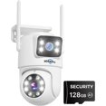 Wireless Security Camera Dual Lens PTZ Camera Outdoor with 128GB SD