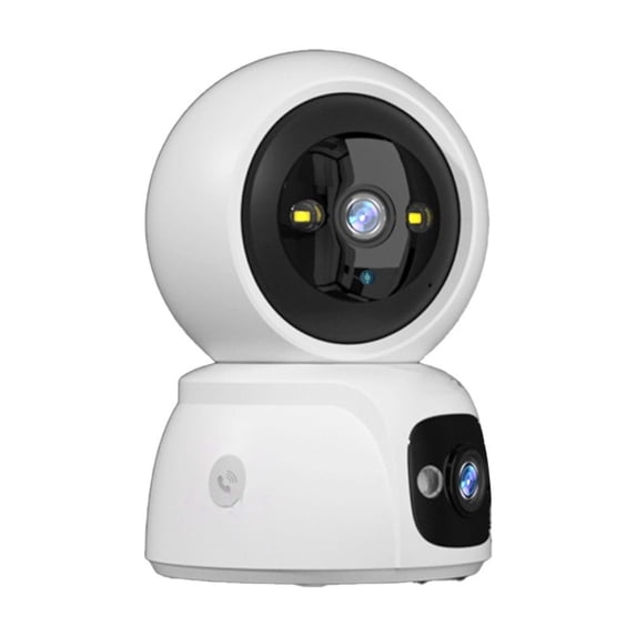 Wireless Security Camera, Dual Lens for Panoramic View, Wifi Home Surveillance with 1080P Hd Night Vision, Motion Detection Alerts, Two-Way Audio